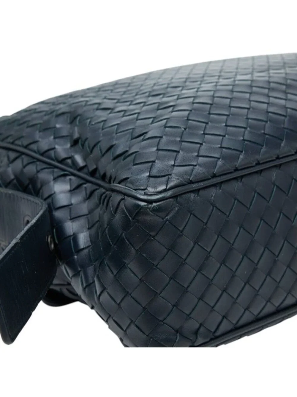 Bottega Veneta Intrecciato Crossbody Shoulder Bag Navy Leather